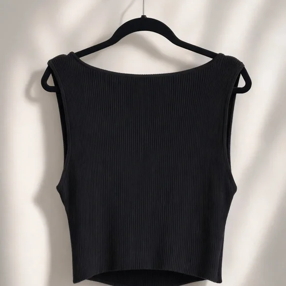 JUSTFAB Black Ribbed Wrap Sleeveless Top – NWT Size: XXL - Picture 2 of 4